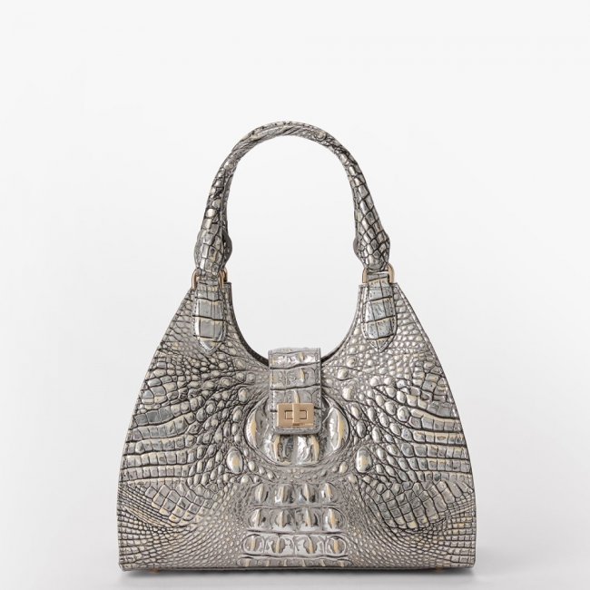 Brahmin Adrian Leather Satchel - Chrome Melbourne Brahmin Adrian Leather Satchel - Chrome Melbourne
