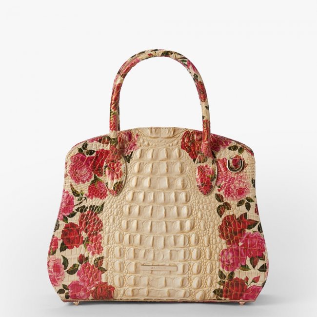 Brahmin Rosetta Leather Satchel - Romantic Roses Ombre Melbourne Brahmin Rosetta Leather Satchel - Romantic Roses Ombre Melbourne