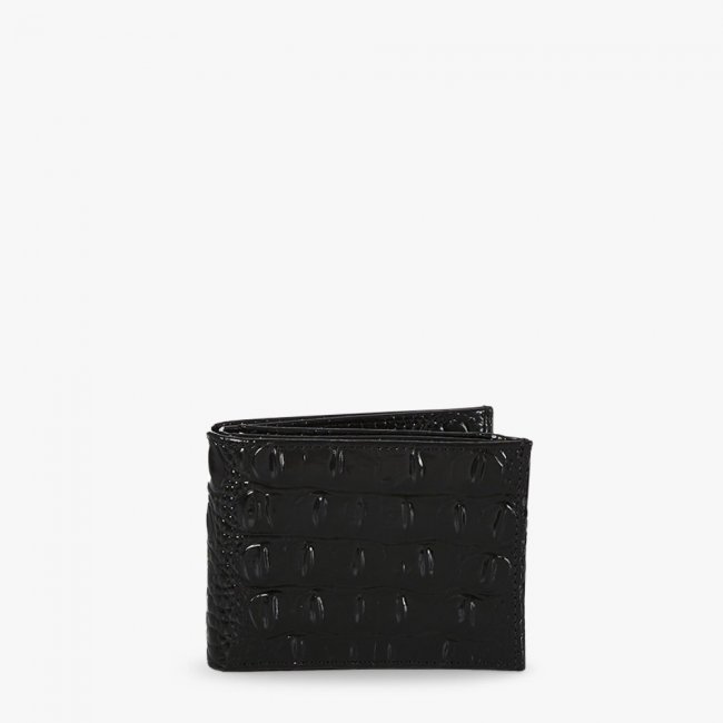 Brahmin Black Leather Bifold Wallet - Black Melbourne Brahmin Black Leather Bifold Wallet - Black Melbourne